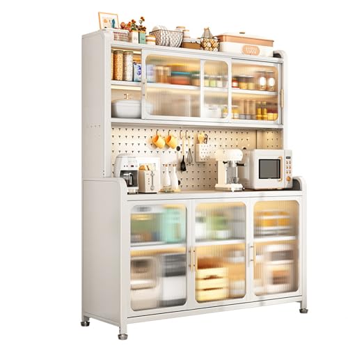 6-Tier Microwave Stand with Flip-Door Storage