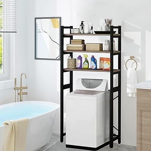3-Tier Adjustable Over-Washer & Toilet Storage Rack