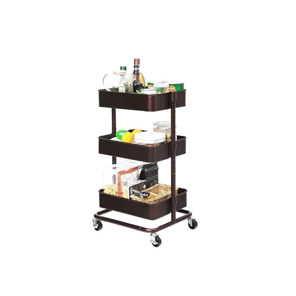 3-Tier Adjustable Metal Rolling Utility Cart