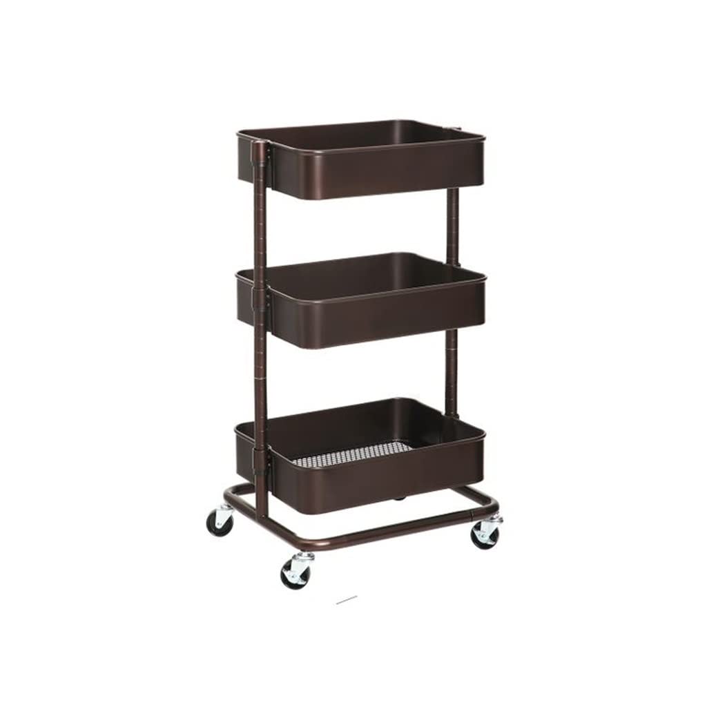 3-Tier Adjustable Metal Rolling Utility Cart