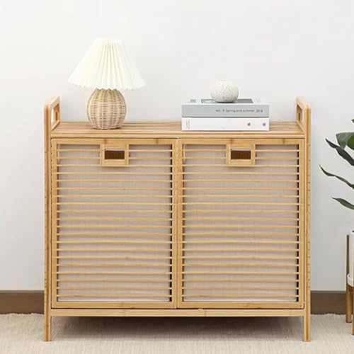 Tilt-Out Laundry Hamper Cabinet with Removable Baskets & Shelves