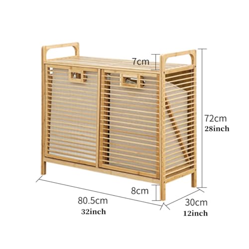 Tilt-Out Laundry Hamper Cabinet with Removable Baskets & Shelves