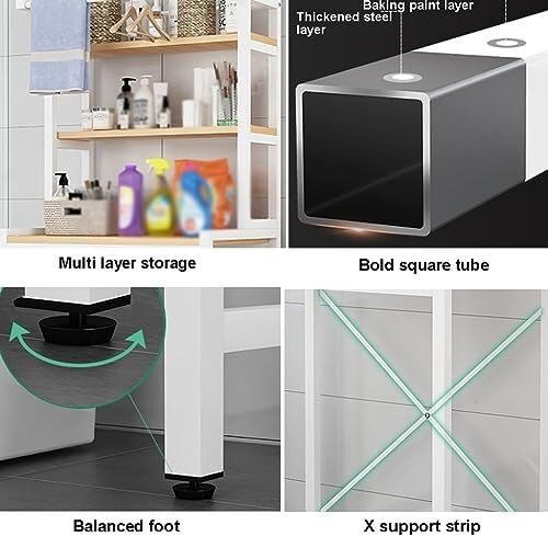 3-Tier Adjustable Over-Washer & Toilet Storage Rack