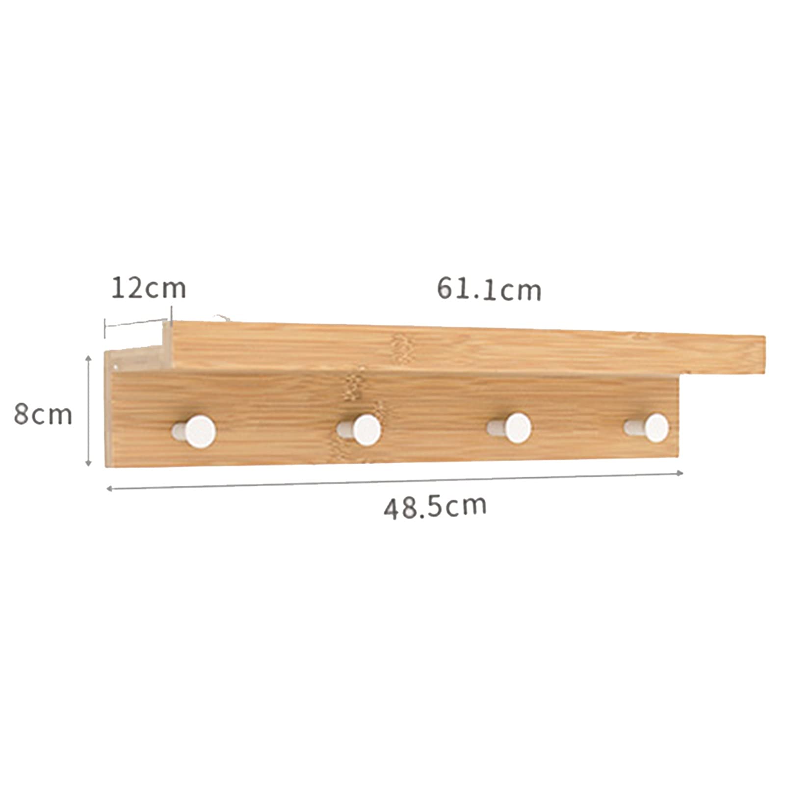 Wall-Mounted Entryway Shelf with 4 Hooks