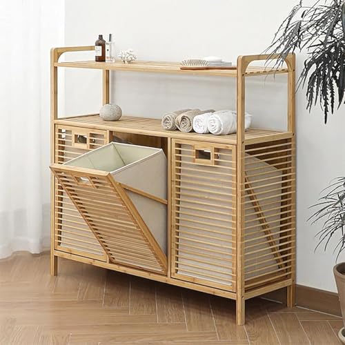 Tilt-Out Laundry Hamper Cabinet with Removable Liner Bags
