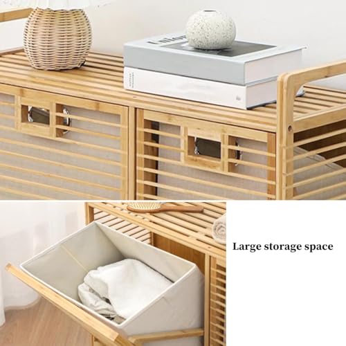 Tilt-Out Laundry Hamper Cabinet with Removable Baskets & Shelves