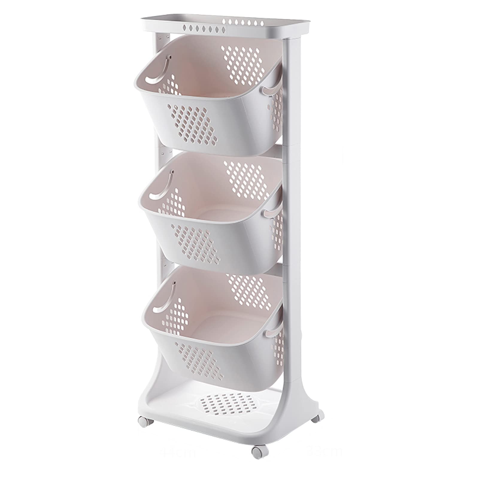 3-Tier Rolling Utility Storage Cart with Rotating Baskets
