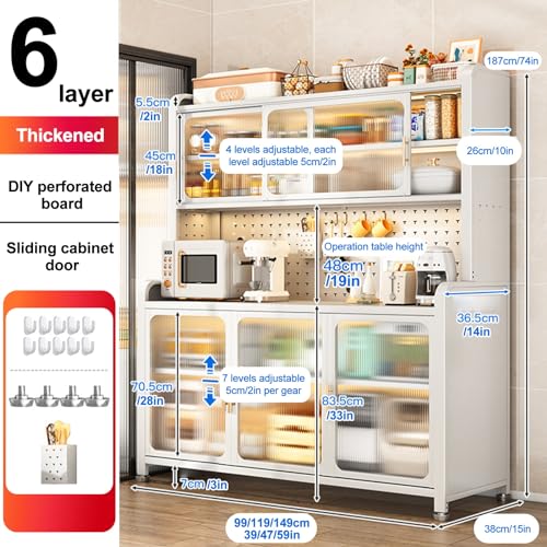 6-Tier Microwave Stand with Flip-Door Storage