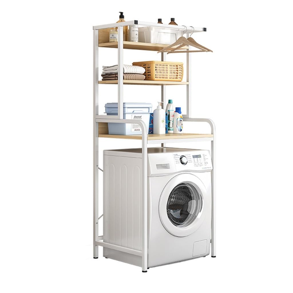 3-Tier Over-Washer Storage Rack with Hanging Rod