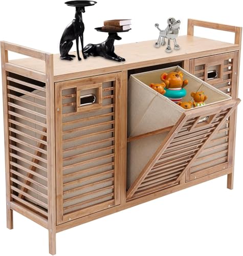 Tilt-Out Laundry Hamper Cabinet with Removable Liner Bags
