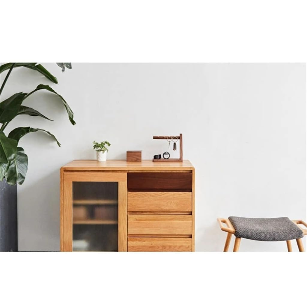 Wooden Key Holder with Brass Hooks & Phone Shelf
