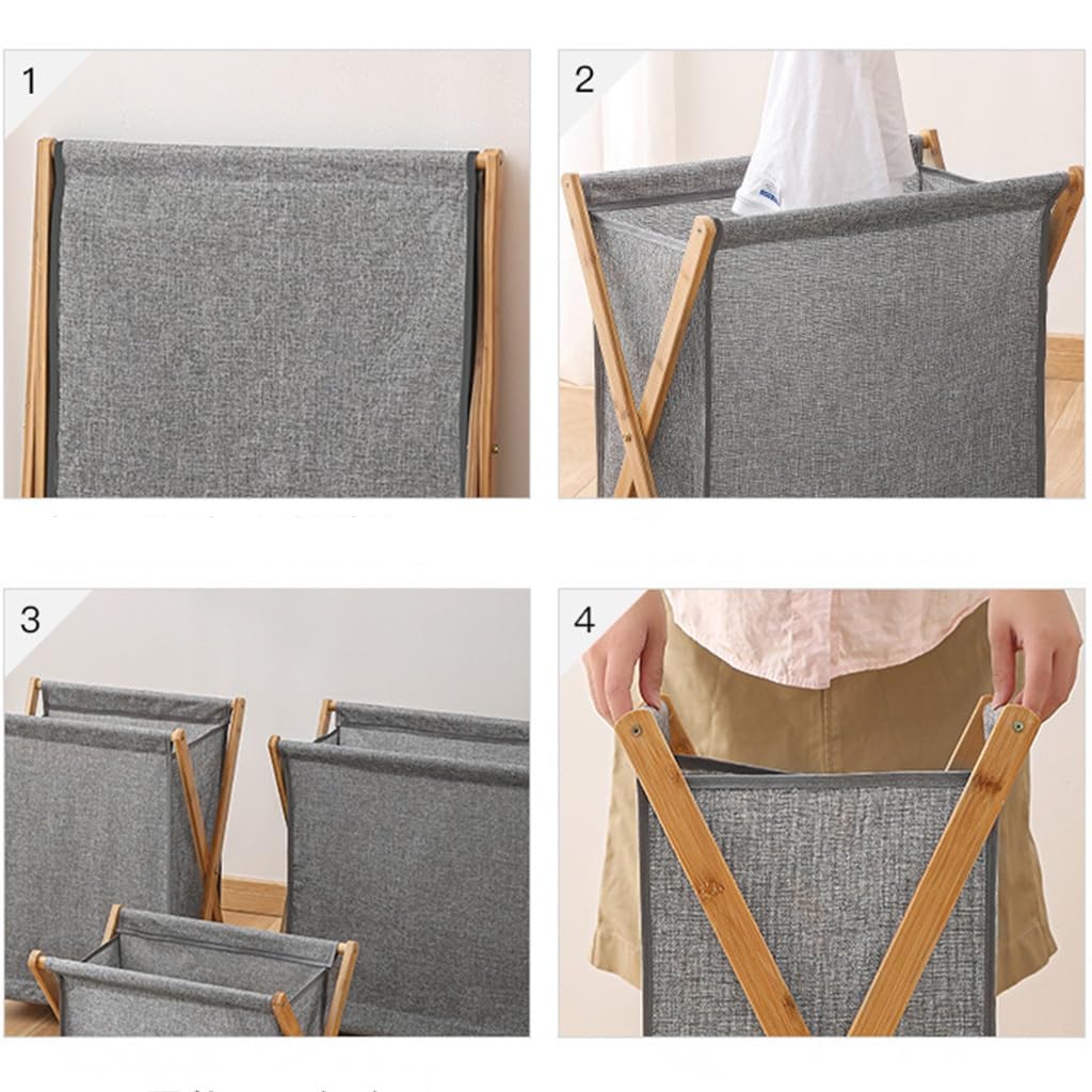 Foldable Bamboo Laundry Hamper with Removable Bag