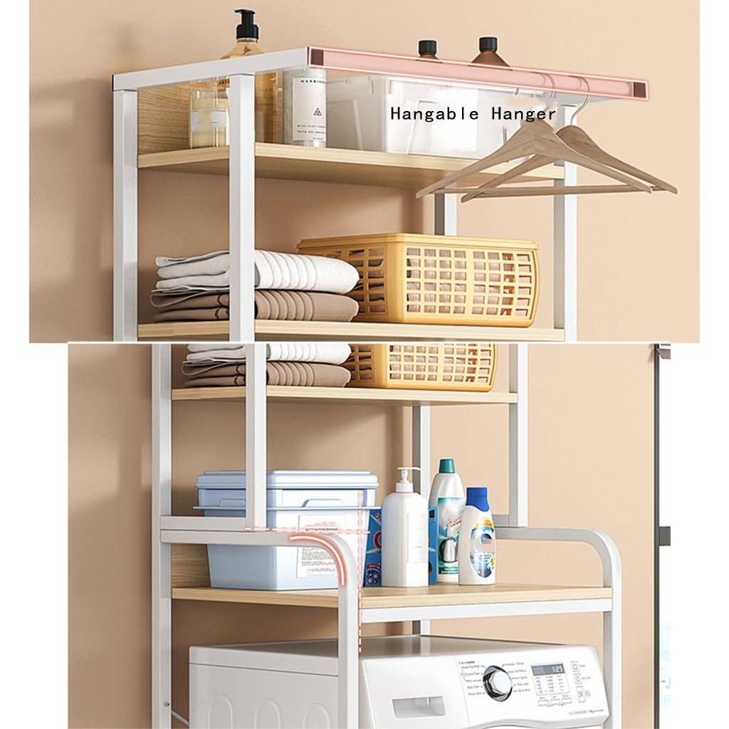 3-Tier Over-Washer Storage Rack with Hanging Rod