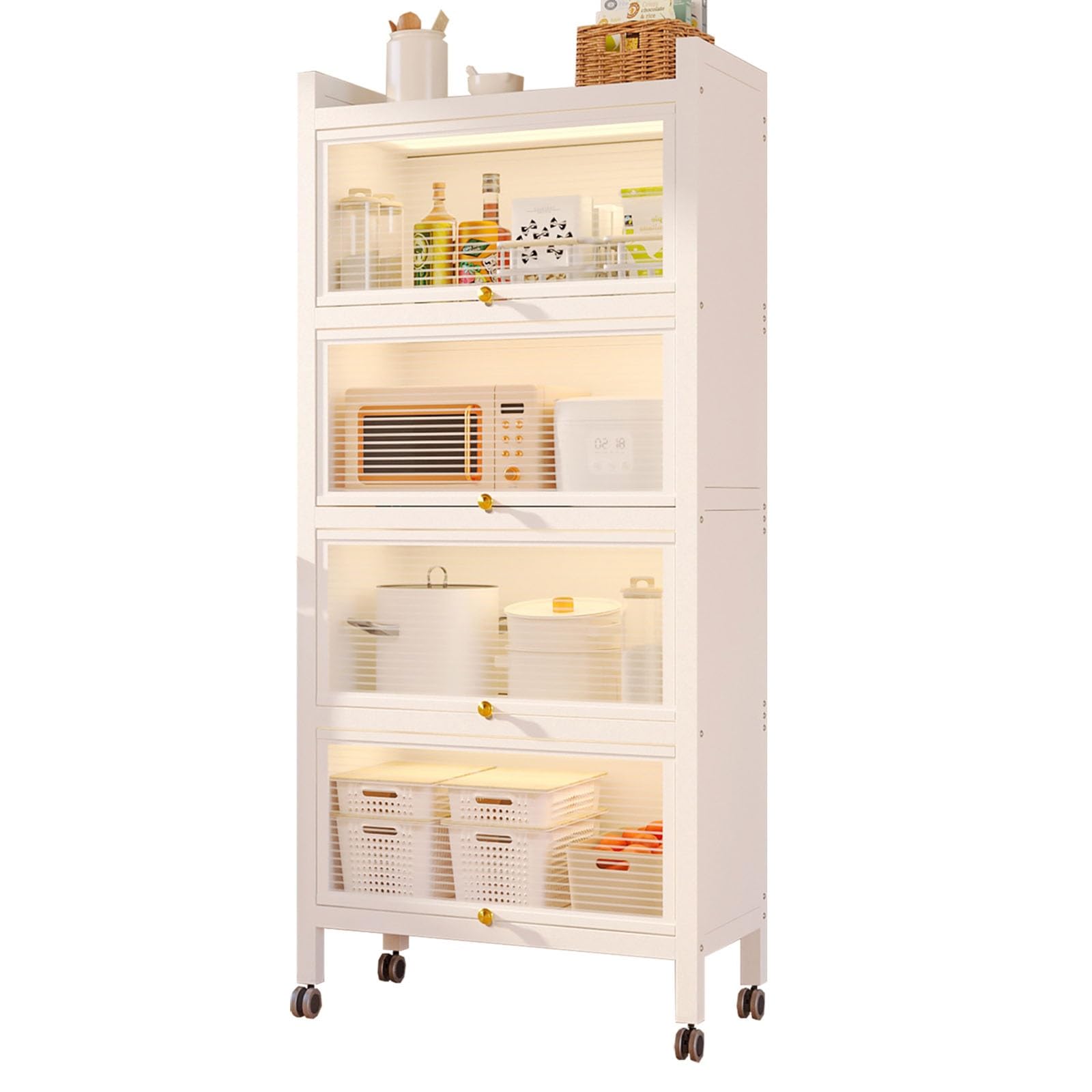 4-Tier Microwave Stand with Flip-Door Storage