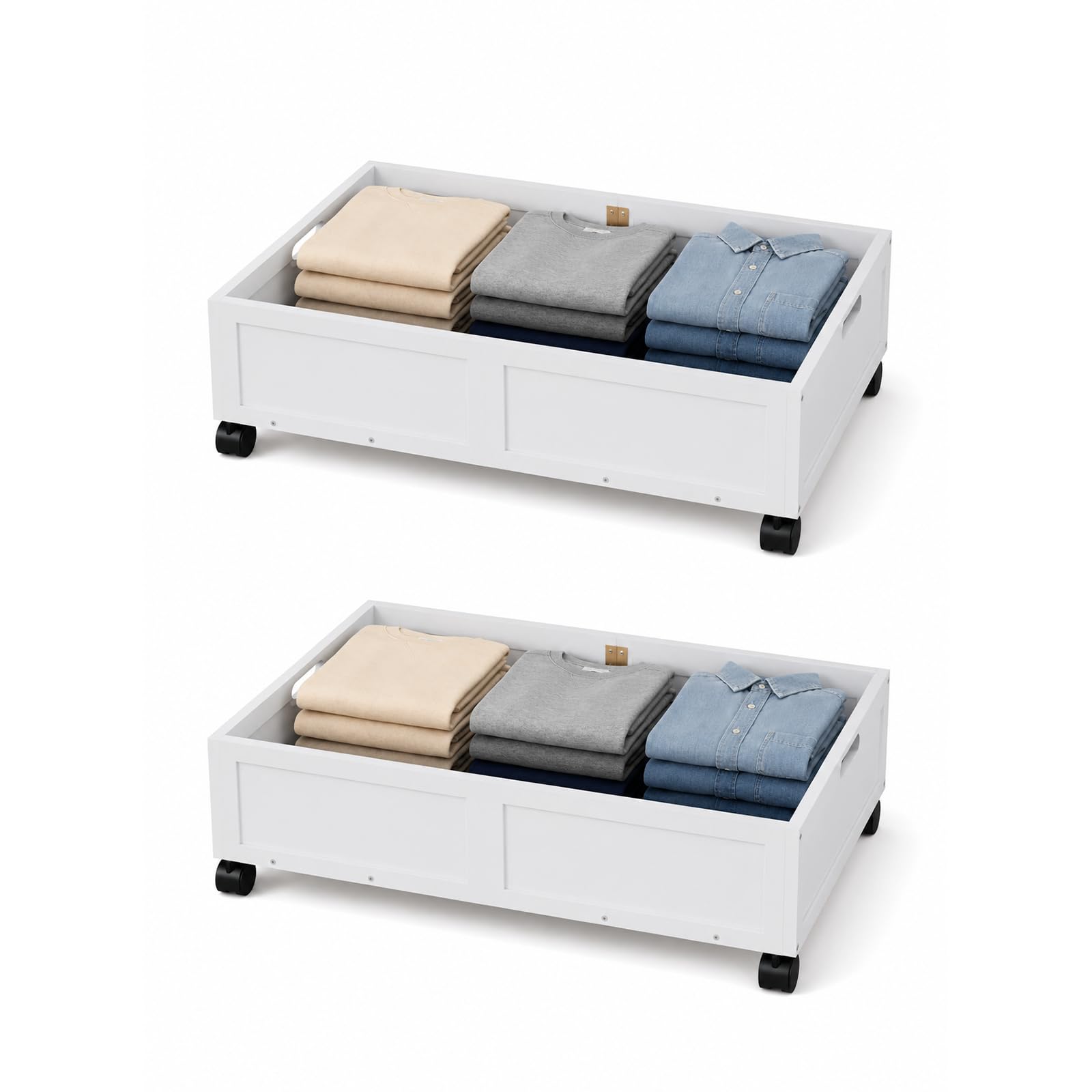 Bamboo Under-Bed Storage Drawers with Wheels – 2 Pack