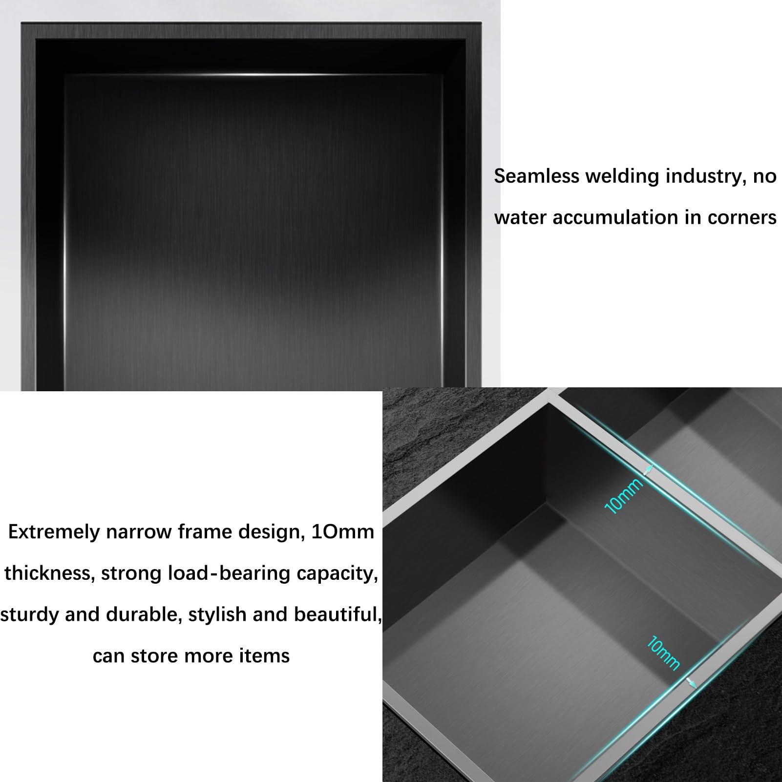 Waterproof Stainless Steel Recessed Shower Shelf