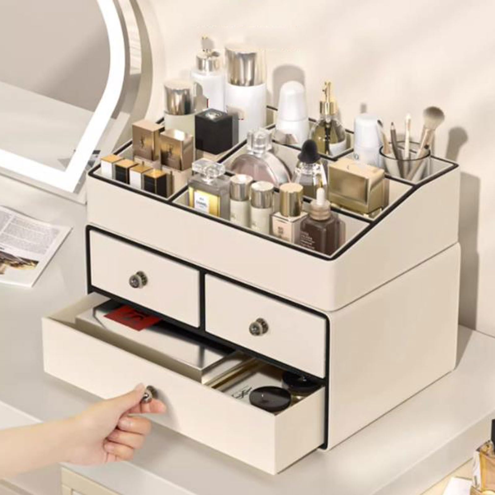 Makeup & Skincare Organizer with 3 Drawers and 5 Compartments