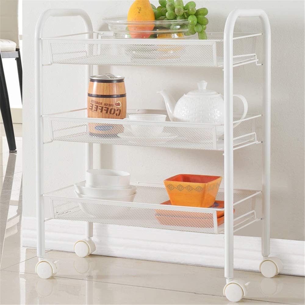 3-Tier Metal Mesh Rolling Utility Cart