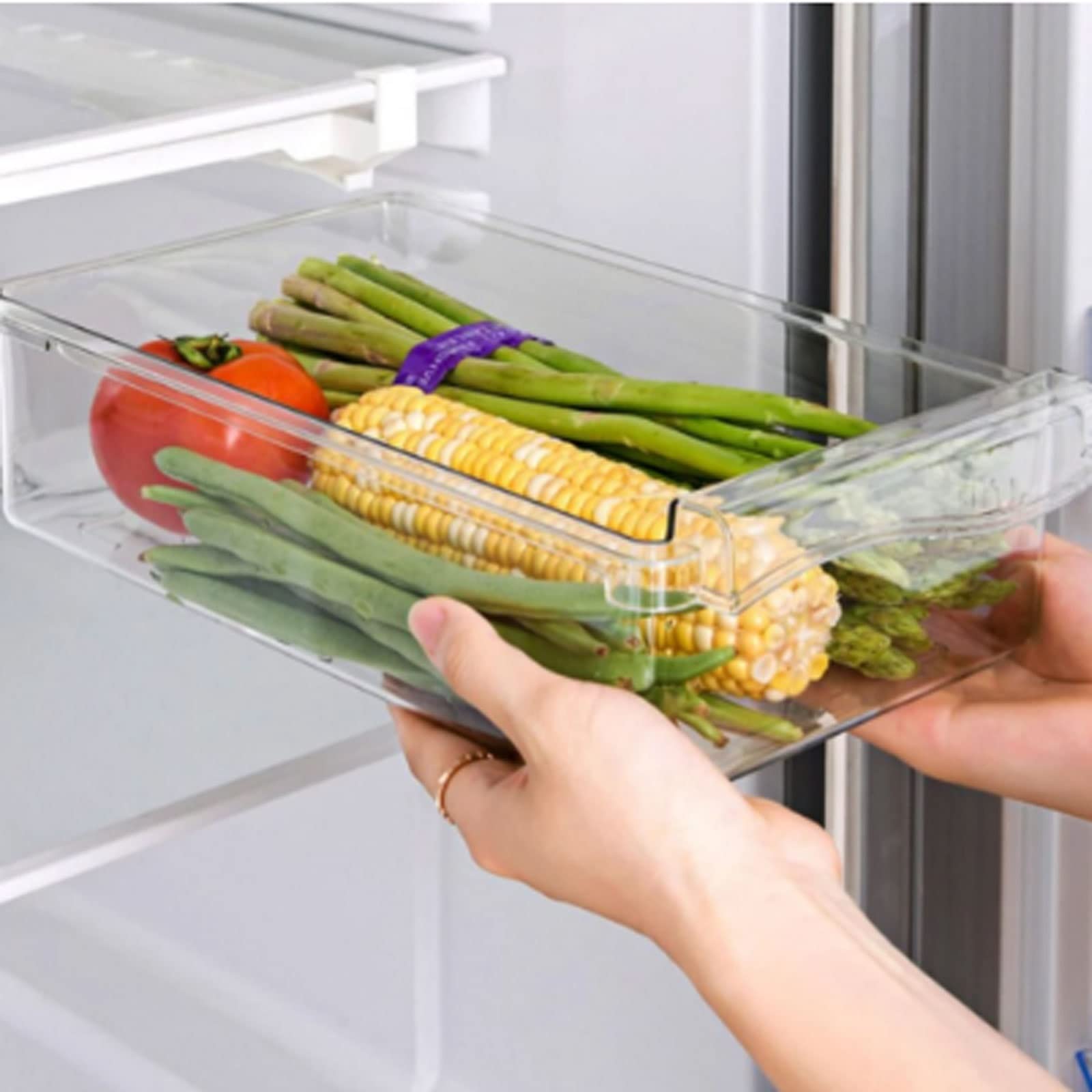 Slide-Out Refrigerator Storage Drawer for Eggs & Produce