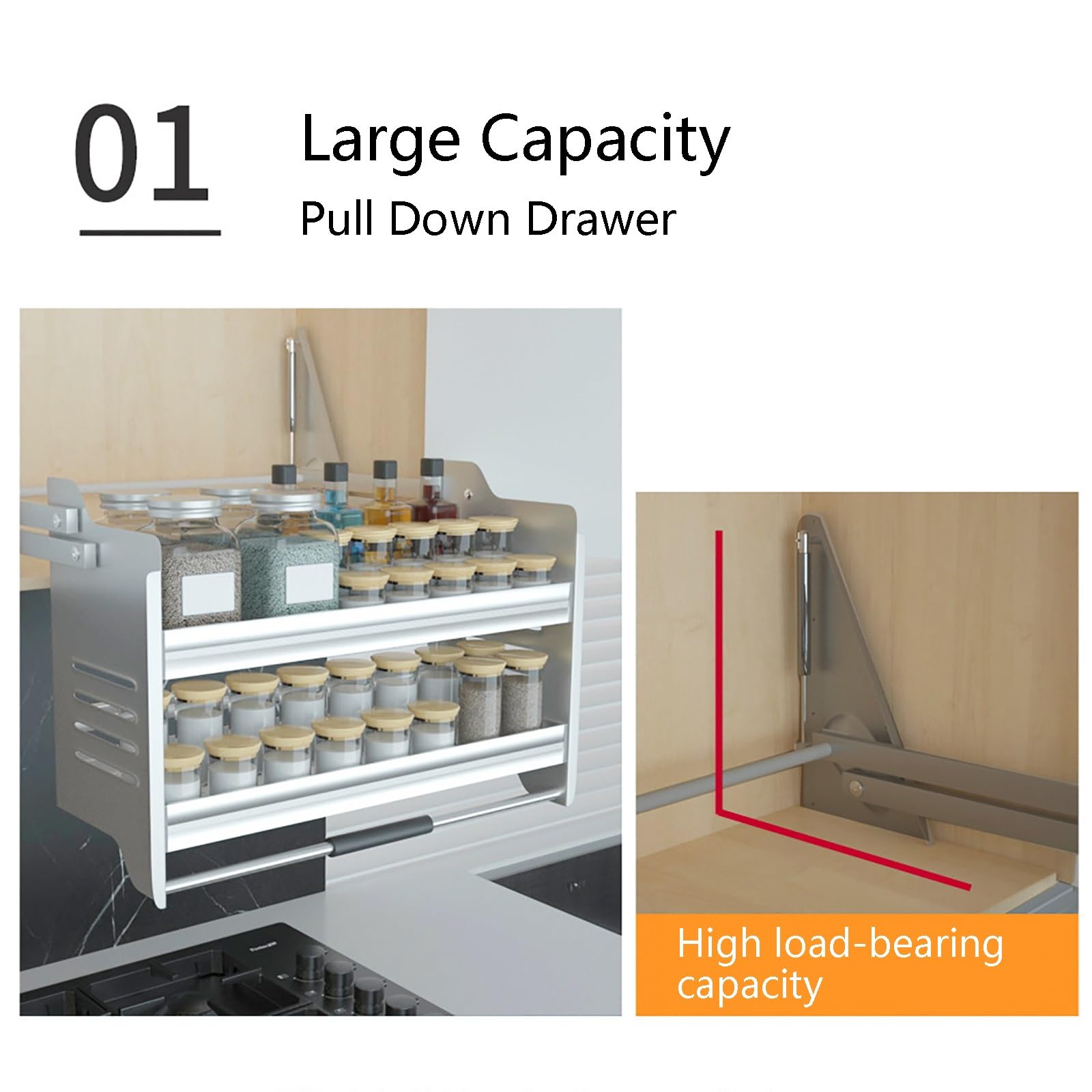 Wall-Mounted Pull-Down Cabinet Storage Rack