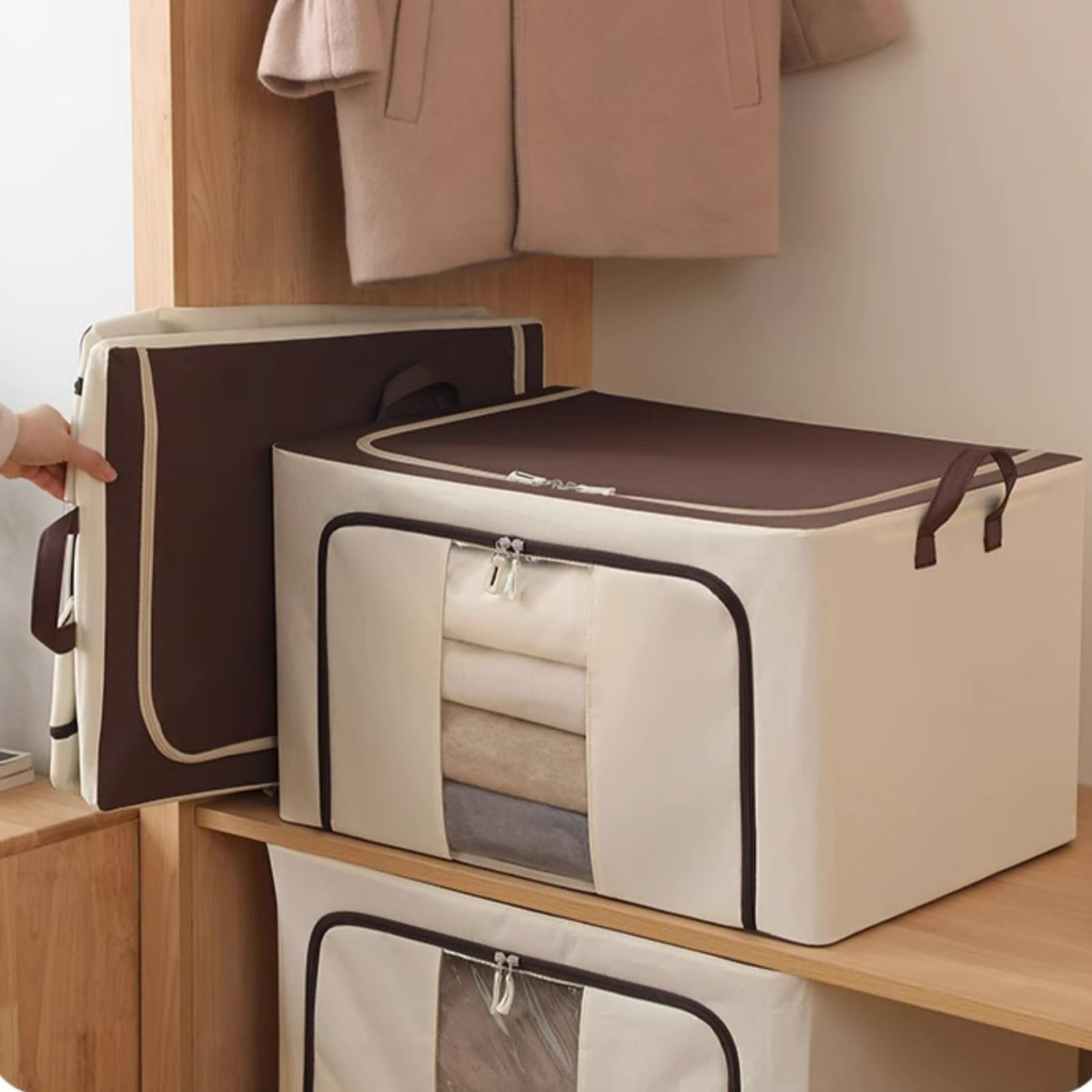 Foldable Clothing & Quilt Storage Bag with Zippers