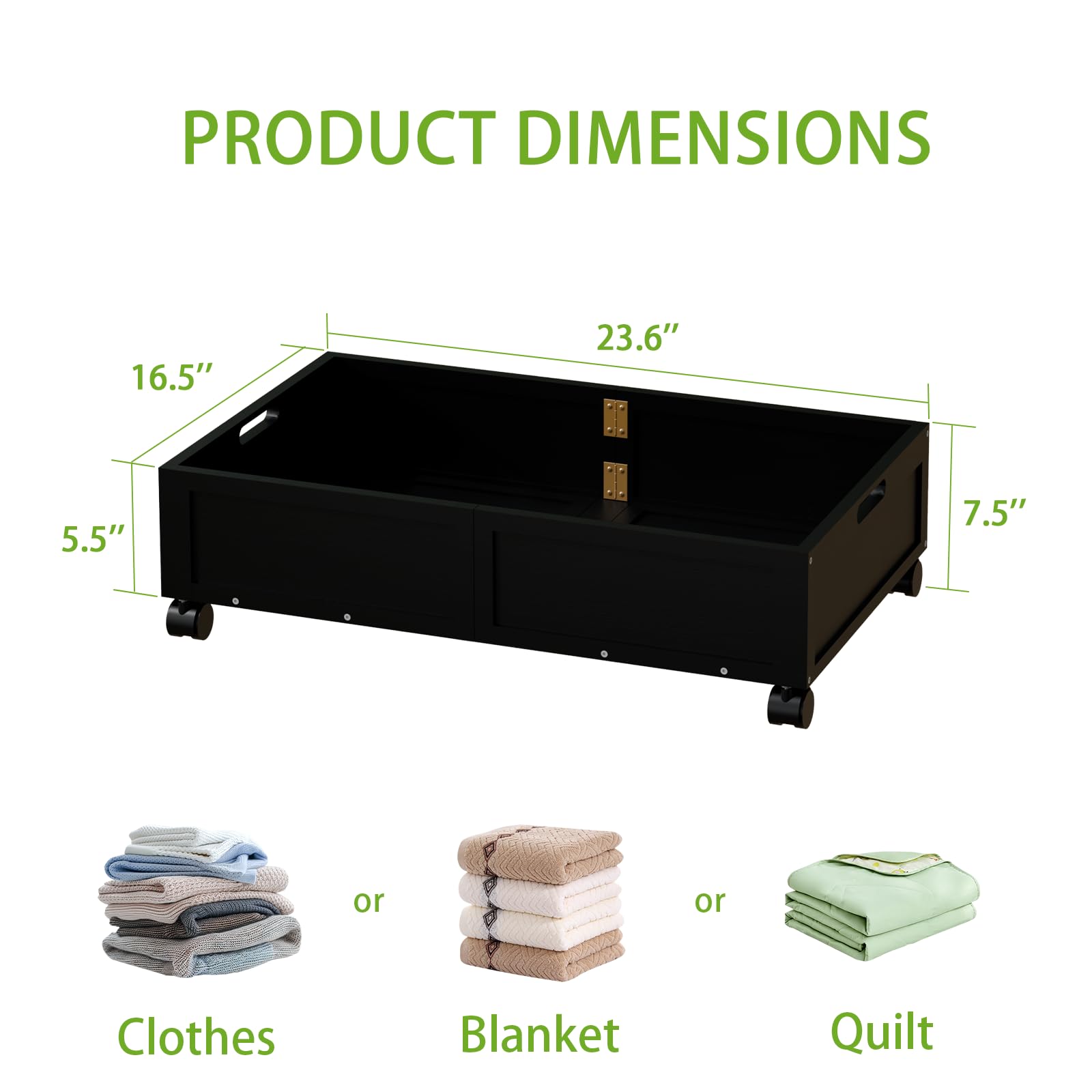 Bamboo Under-Bed Storage Drawers with Wheels – 2 Pack
