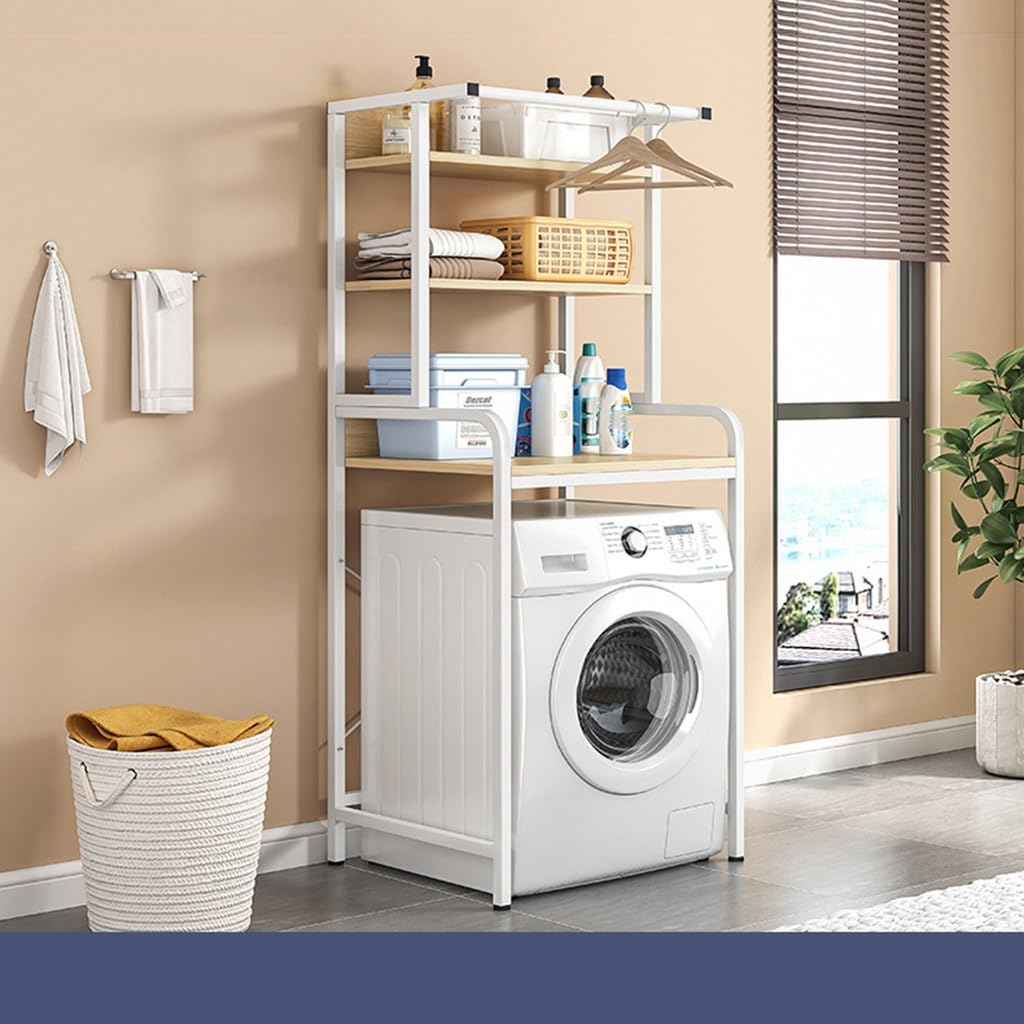 3-Tier Over-Washer Storage Rack with Hanging Rod