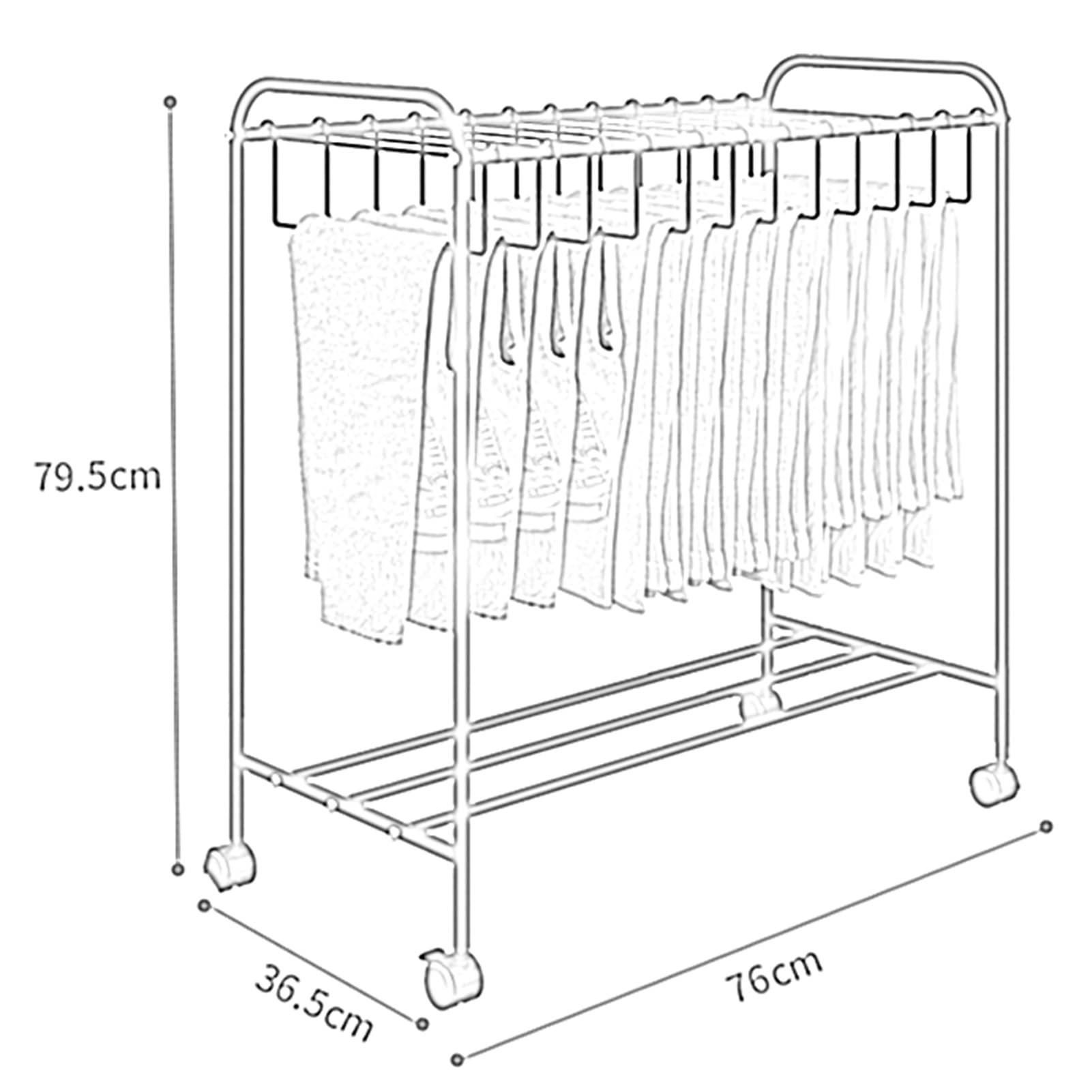 Rolling Trouser Rack with 20 Hangers