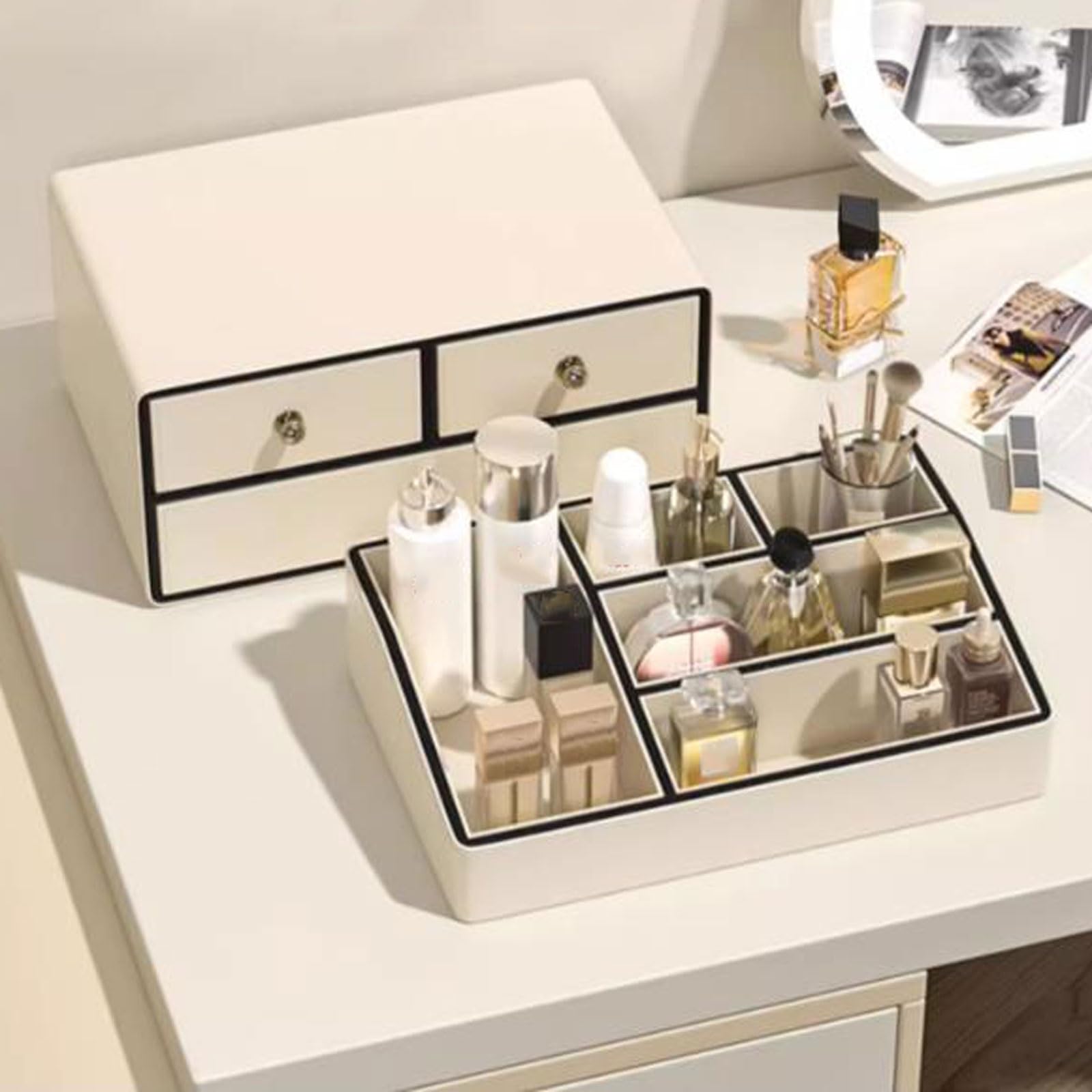 Makeup & Skincare Organizer with 3 Drawers and 5 Compartments