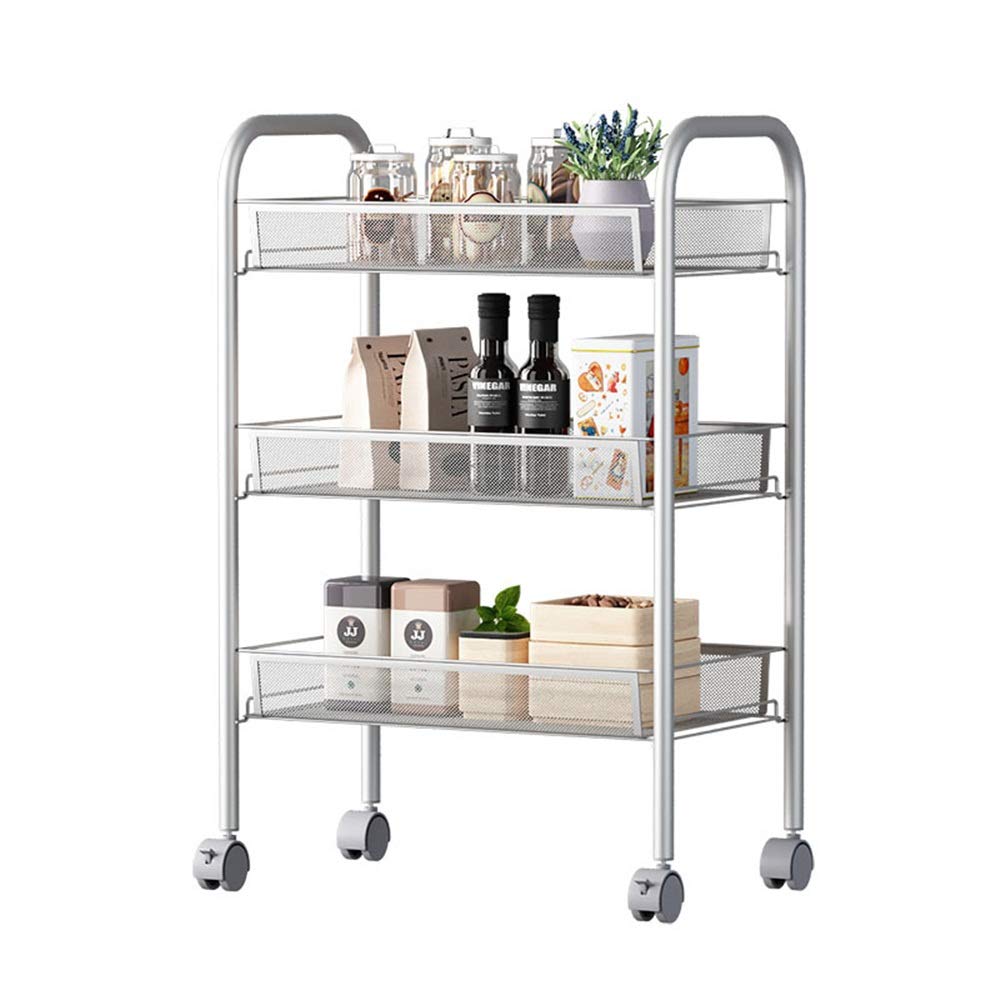 3-Tier Metal Mesh Rolling Utility Cart
