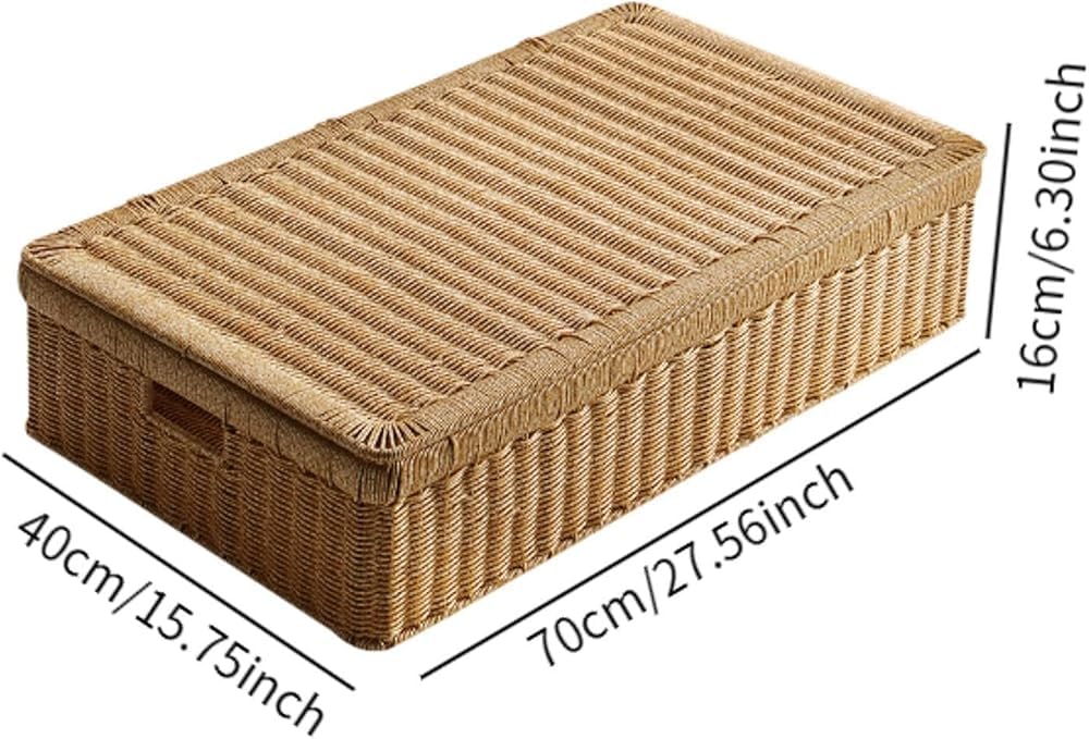 Rectangular Rattan Storage Basket with Lid
