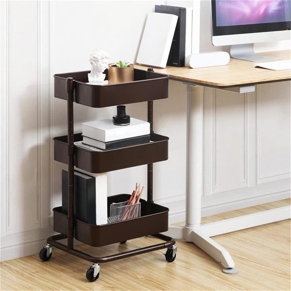 3-Tier Adjustable Metal Rolling Utility Cart