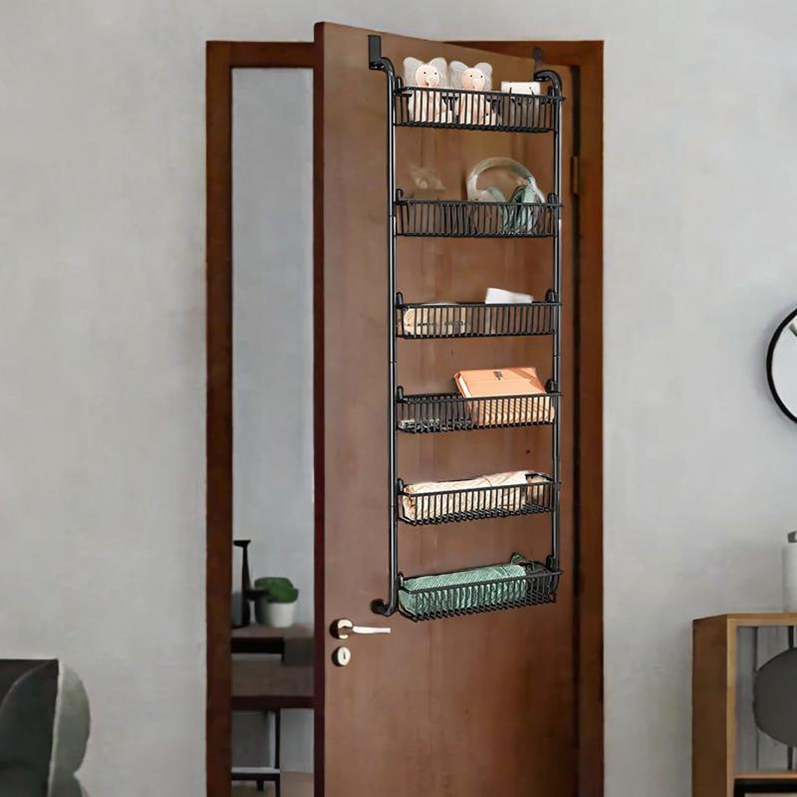 Over-the-Door Metal Spice Rack with Hanging Baskets