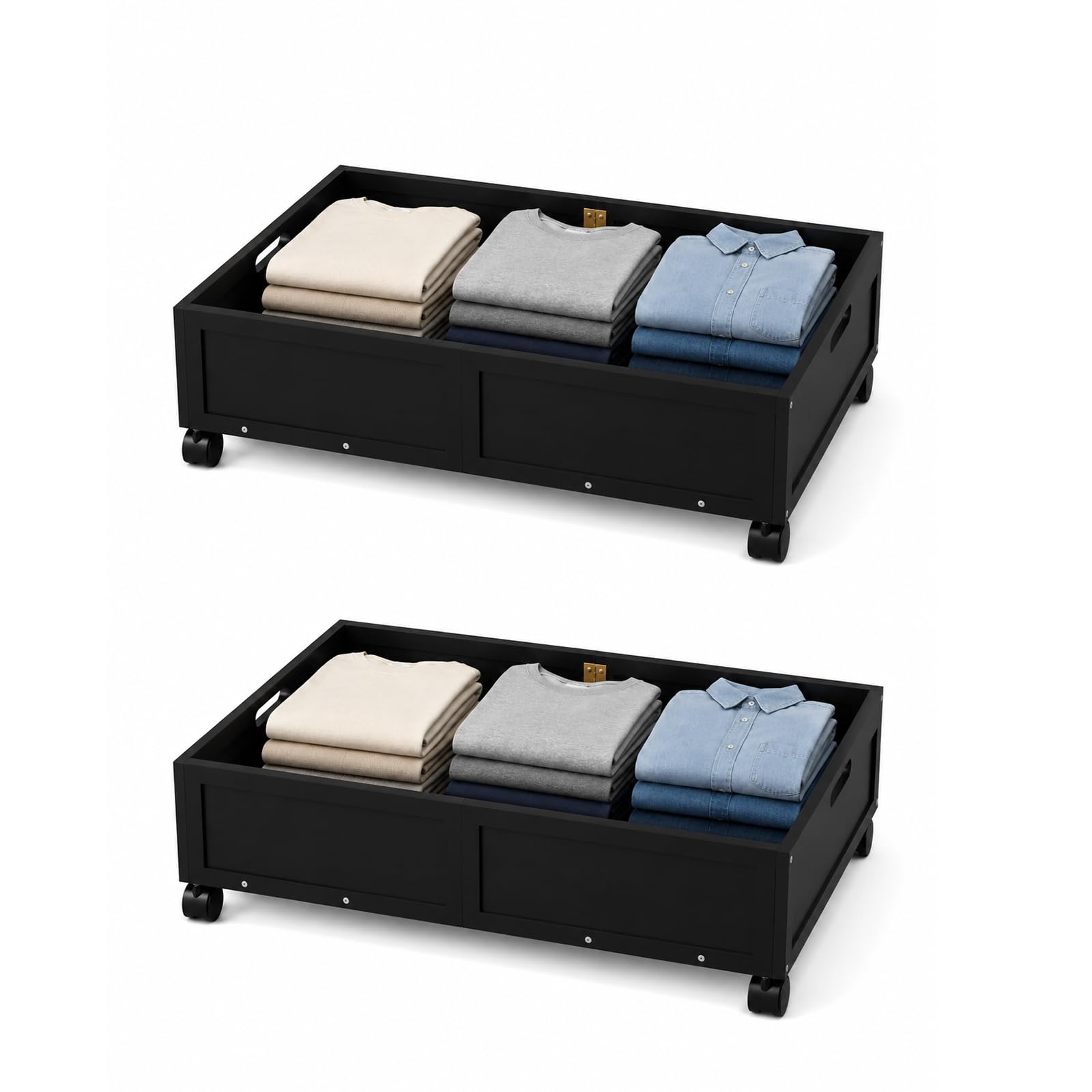 Bamboo Under-Bed Storage Drawers with Wheels – 2 Pack