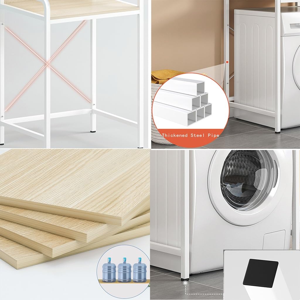 3-Tier Over-Washer Storage Rack with Hanging Rod