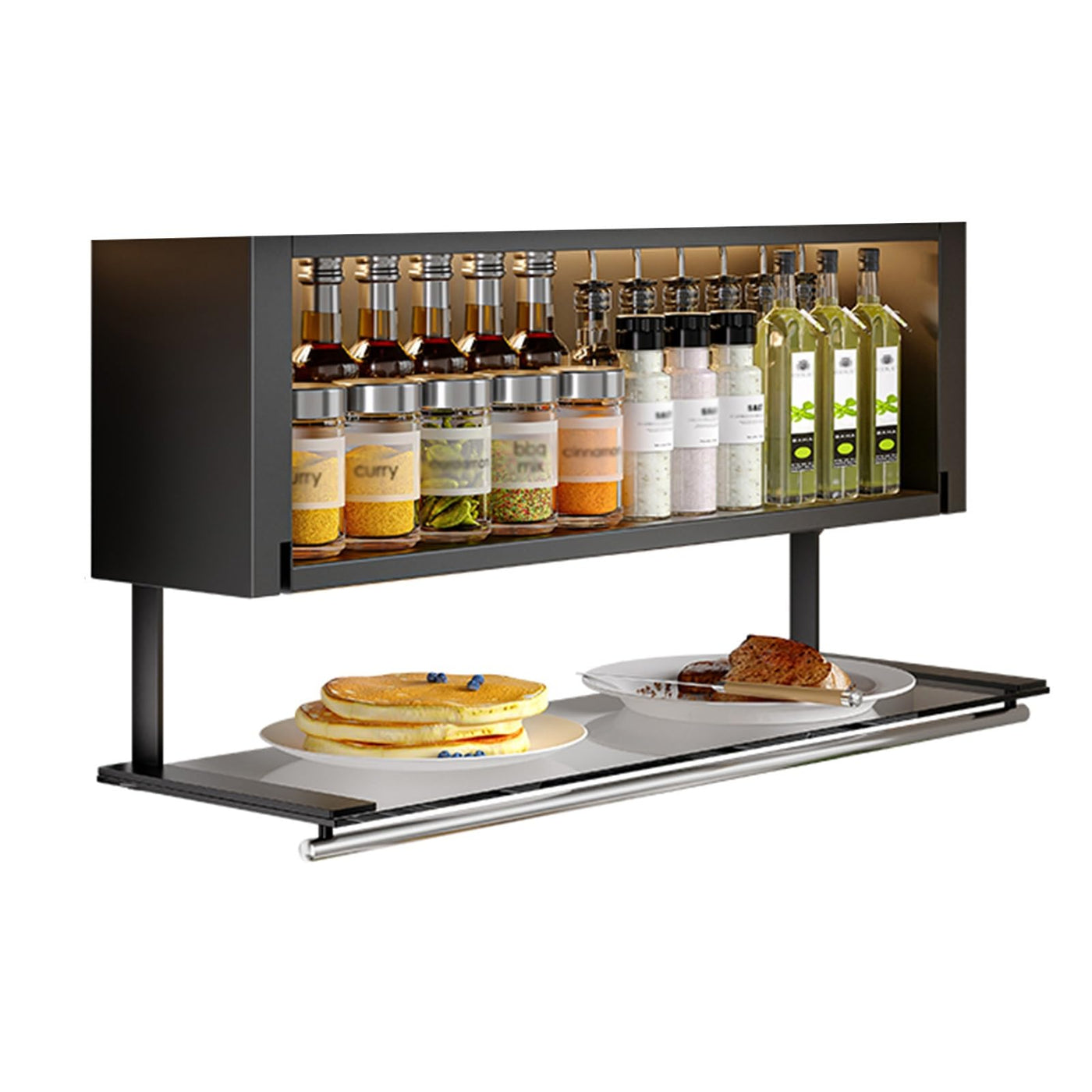 2-Tier Pull-Down Spice Rack with Sensor Light