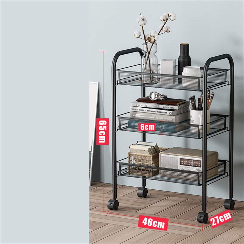 3-Tier Metal Mesh Rolling Utility Cart