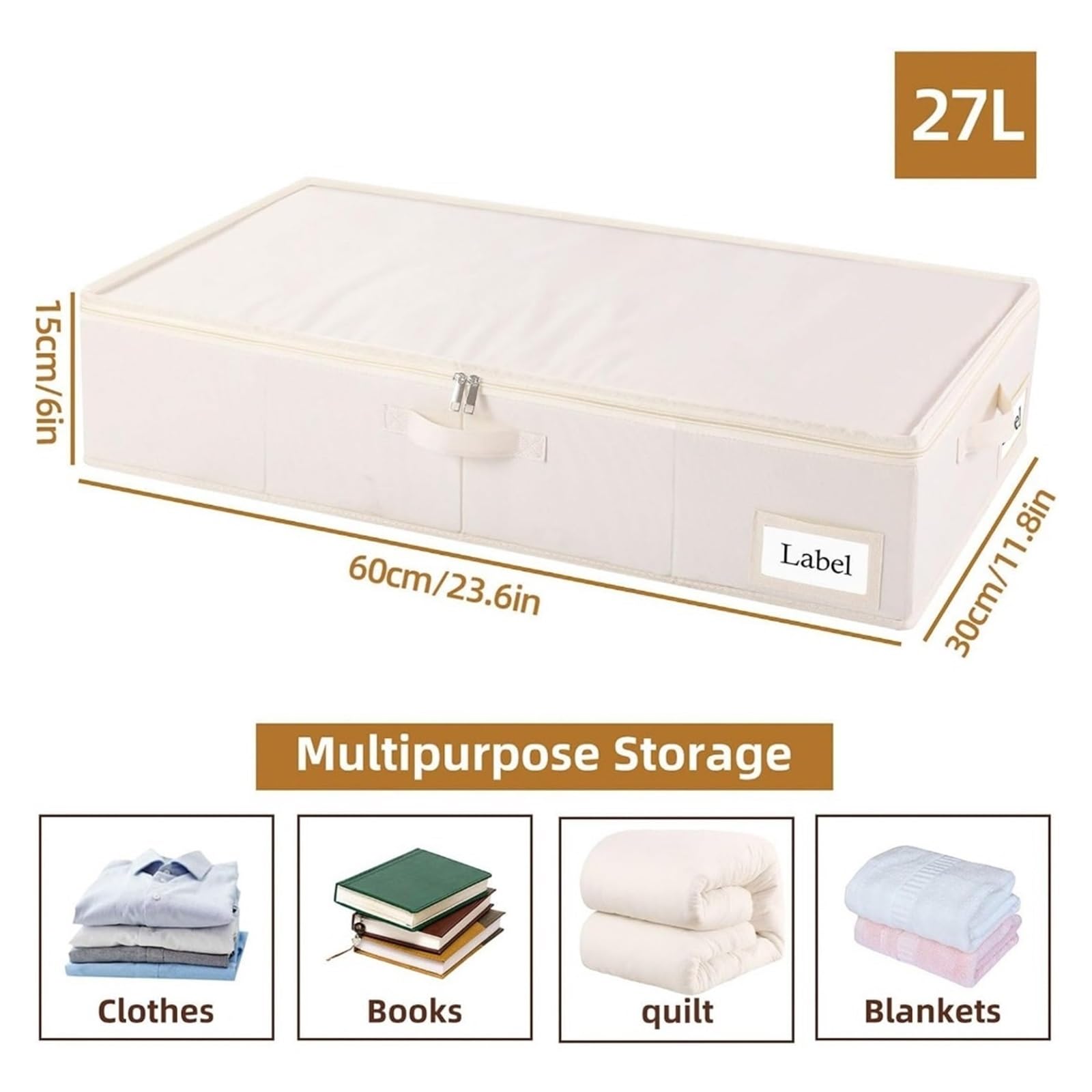 Foldable Under-Bed Storage Bags with Lids & Zippers