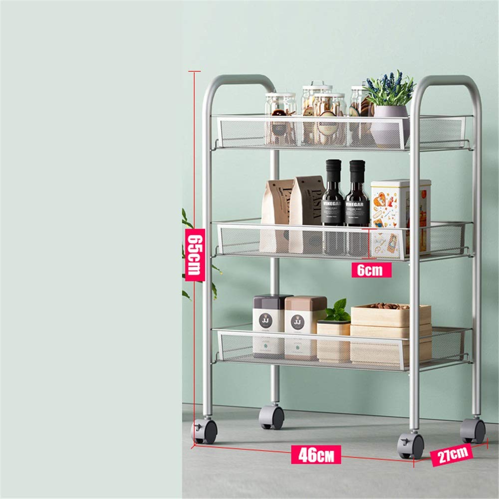 3-Tier Metal Mesh Rolling Utility Cart