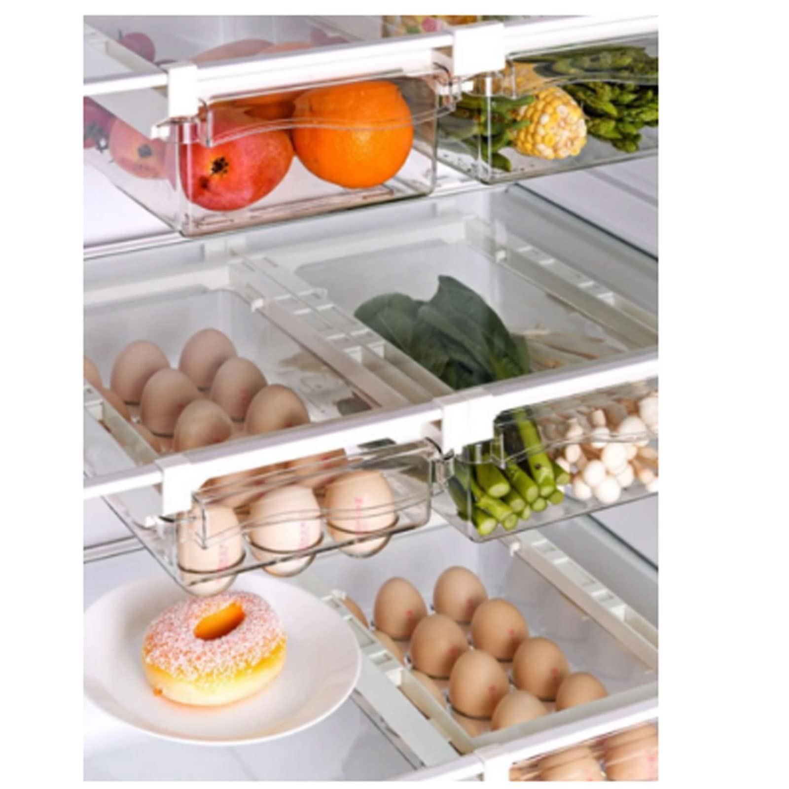 Slide-Out Refrigerator Storage Drawer for Eggs & Produce