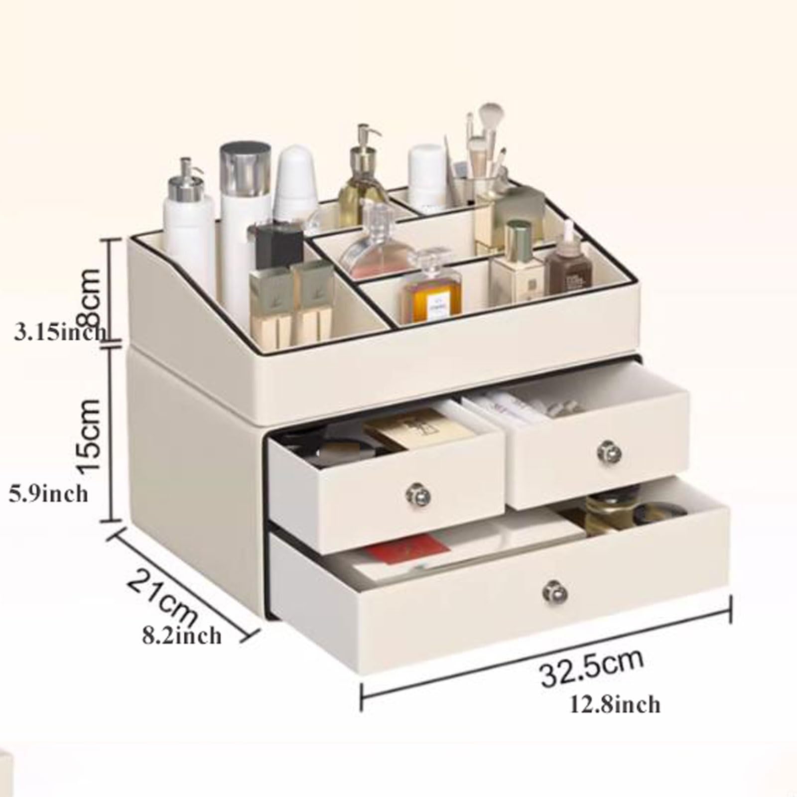 Makeup & Skincare Organizer with 3 Drawers and 5 Compartments