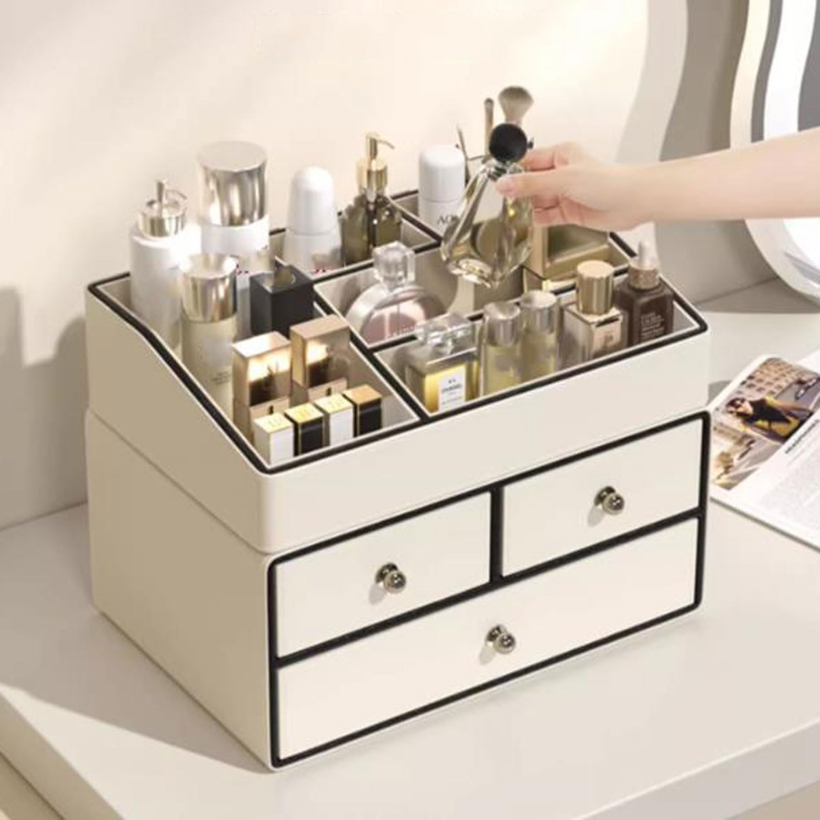 Makeup & Skincare Organizer with 3 Drawers and 5 Compartments