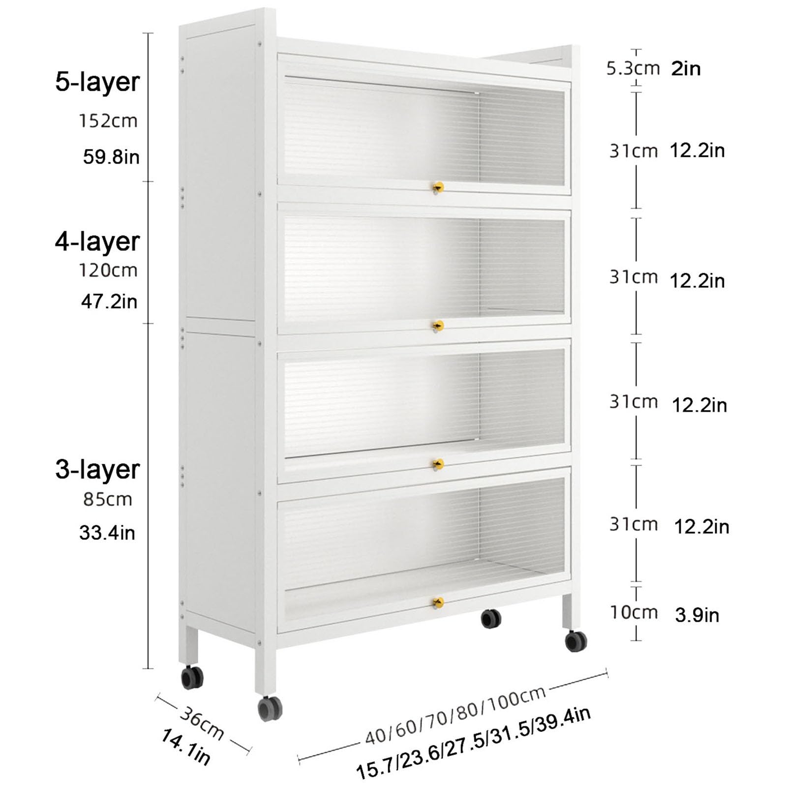 4-Tier Microwave Stand with Flip-Door Storage