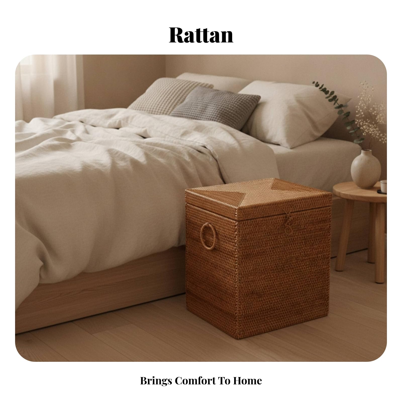 Square Rattan Storage Box with Lid