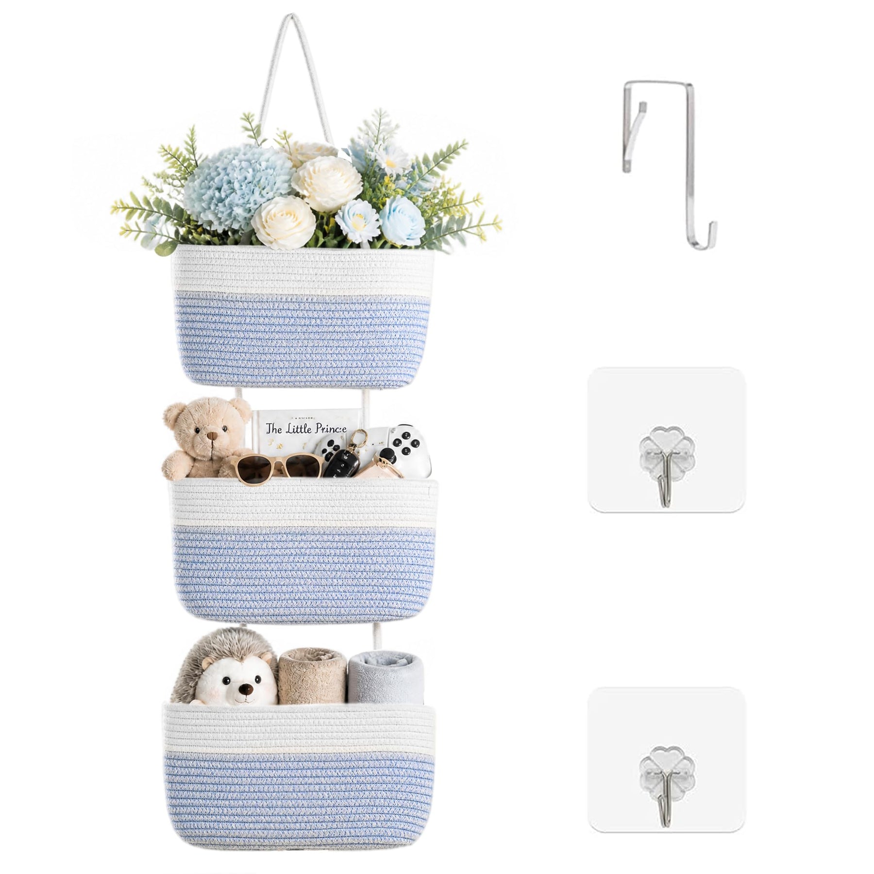 ICERZCZ 3-Tier Hanging Baskets for Organizing Nursery Decor Organization