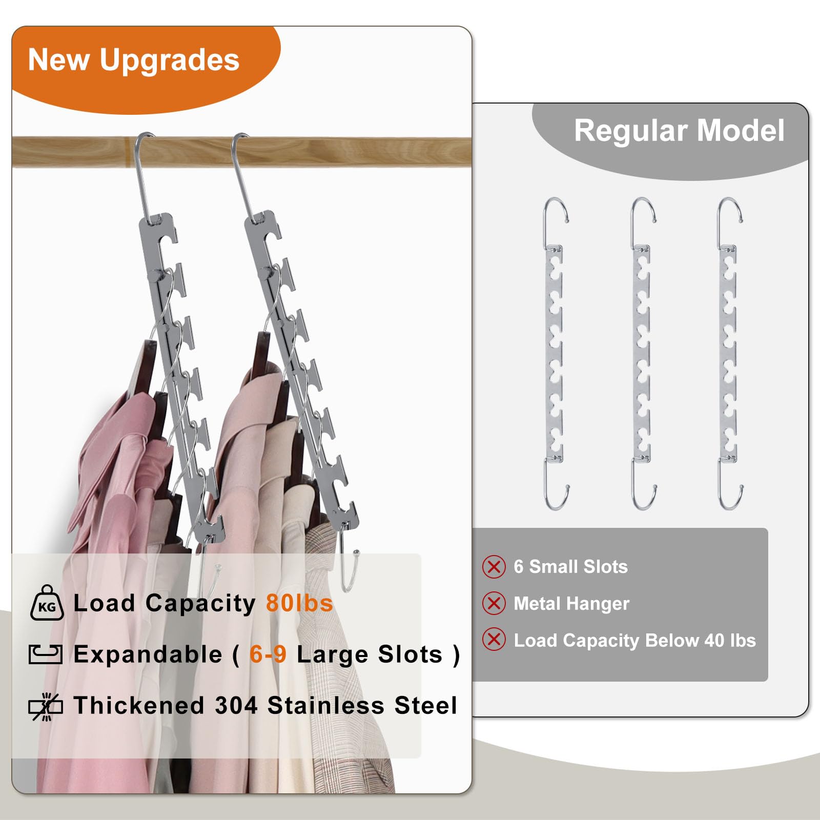 Telescopic Space-Saving Metal Hangers – 10 Pack