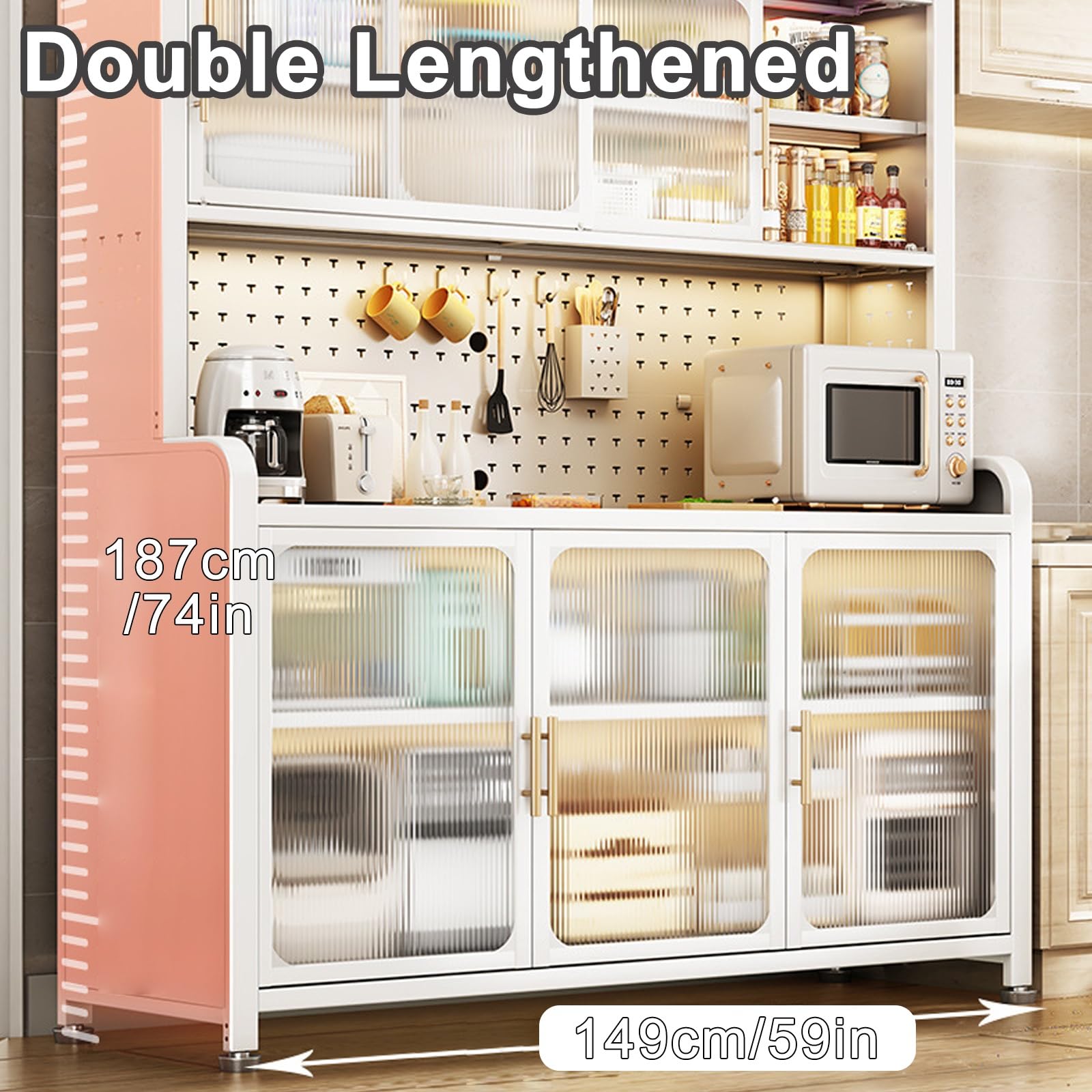 6-Tier Microwave Stand with Flip-Door Storage