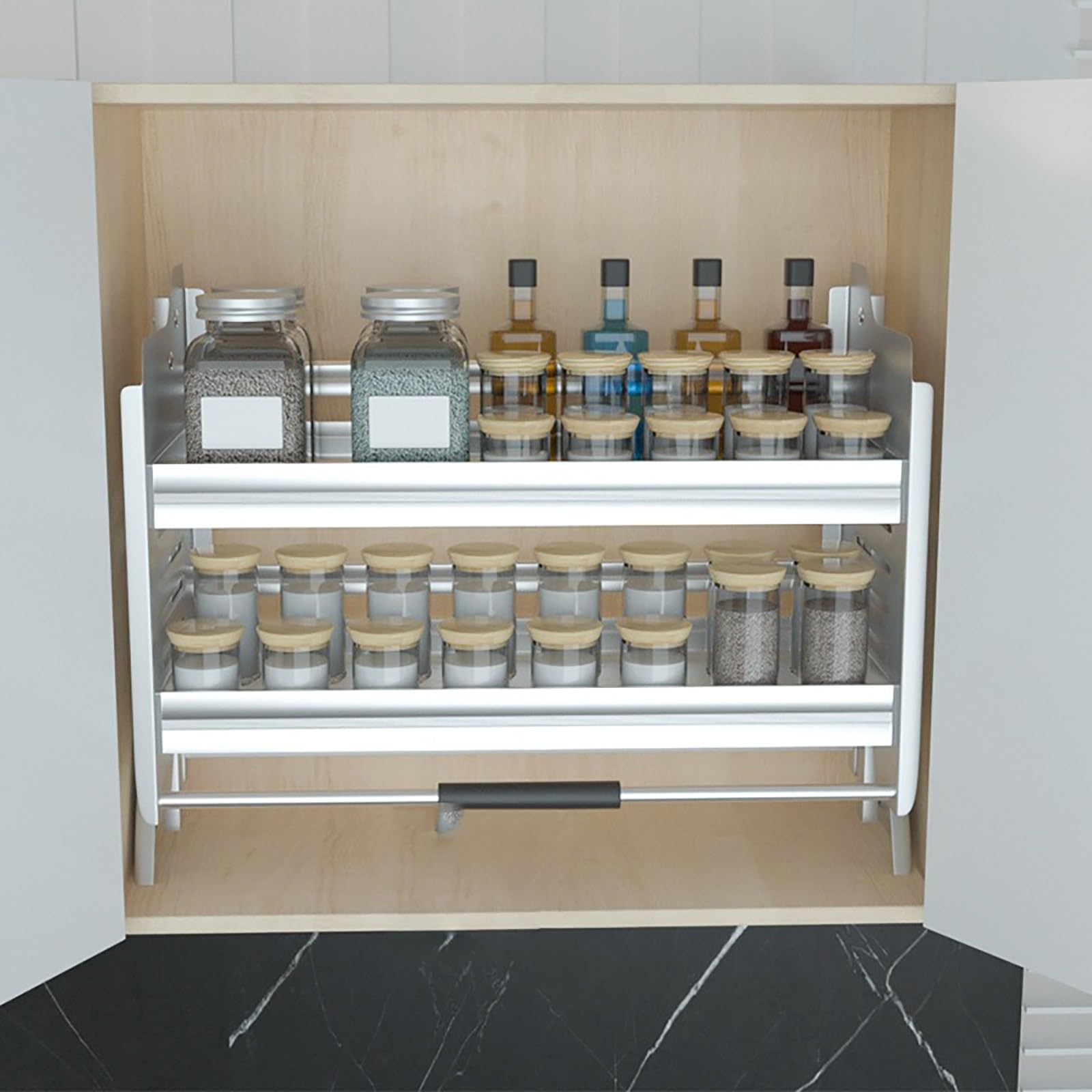 Wall-Mounted Pull-Down Cabinet Storage Rack