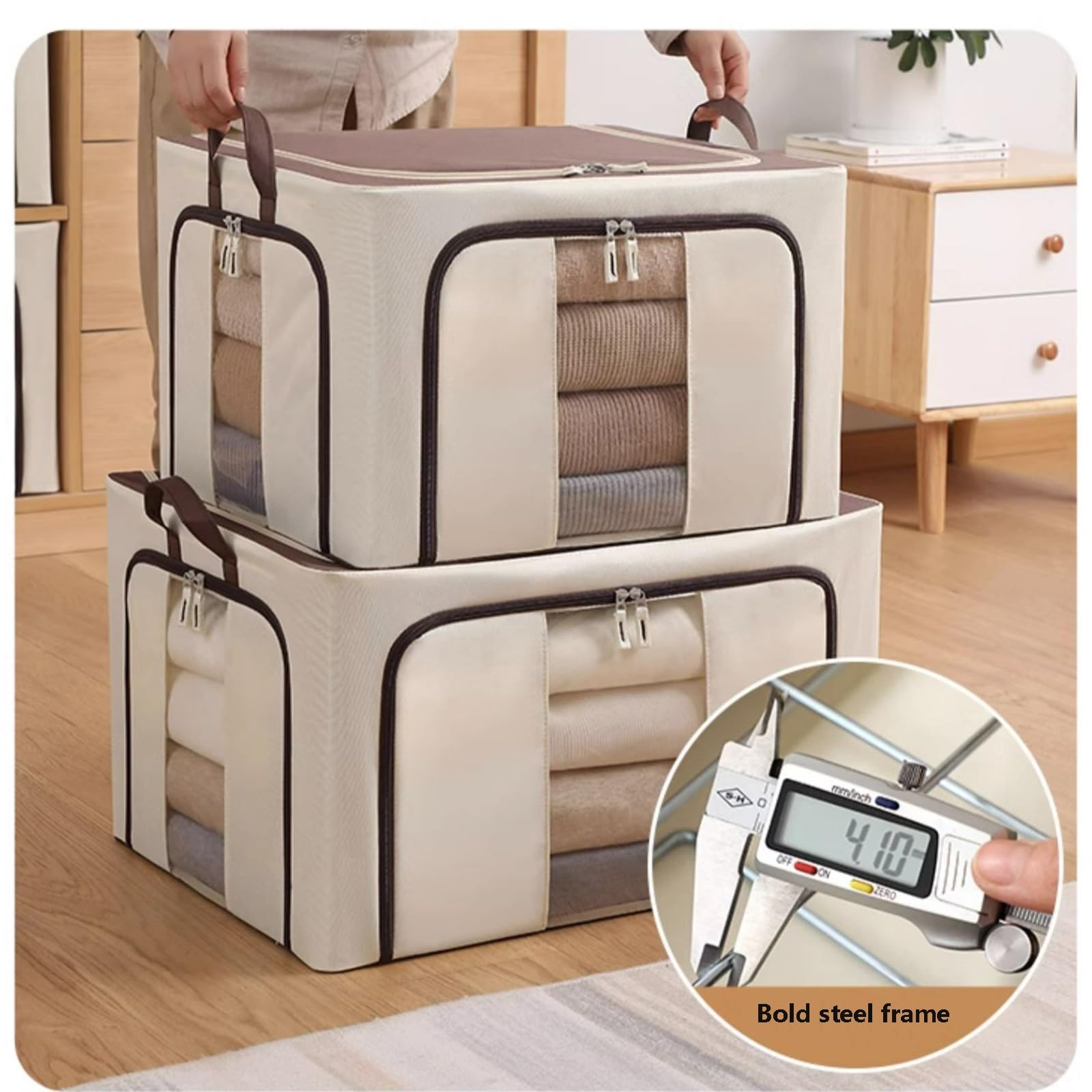 Foldable Clothing & Quilt Storage Bag with Zippers