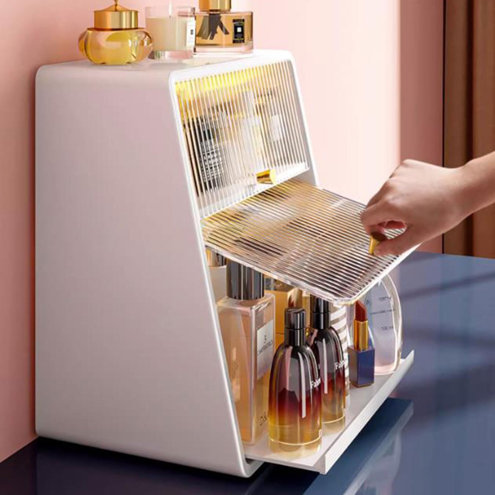 Makeup & Skincare Organizer with Flip Cover and Light